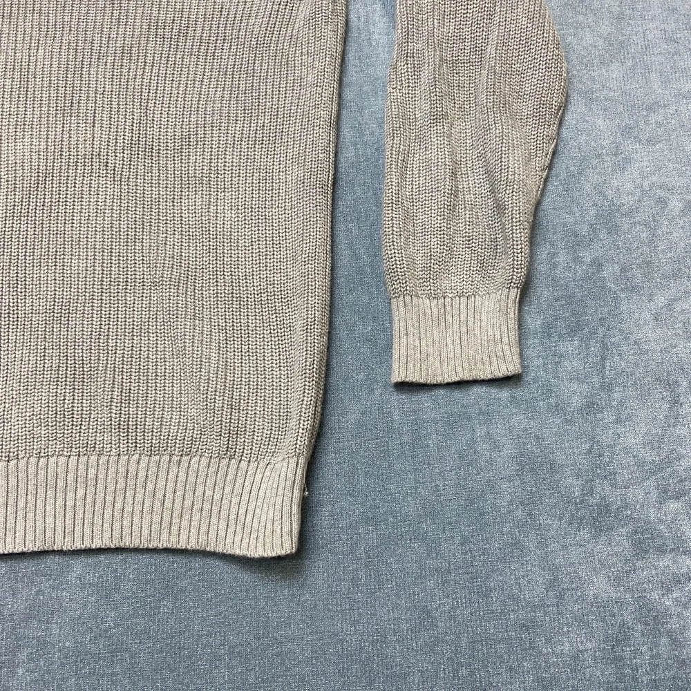 Lands' End Drifter Sweater Mens 2XL Gray Shaker Stitch Knit Cotton Raglan Sleeve